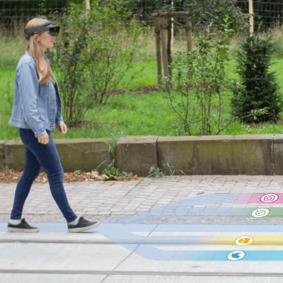 Walk The Line: Leveraging Lateral Shifts of the Walking Path as an Input Modality for Head-Mounted Displays